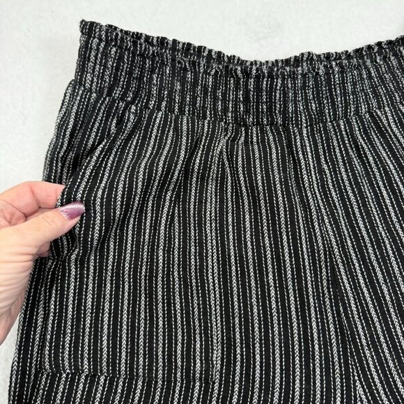 Time & Tru Linen Blend Wide Leg Pull On Pants Relaxed B&W Striped Boho Womens S - Picture 3 of 11